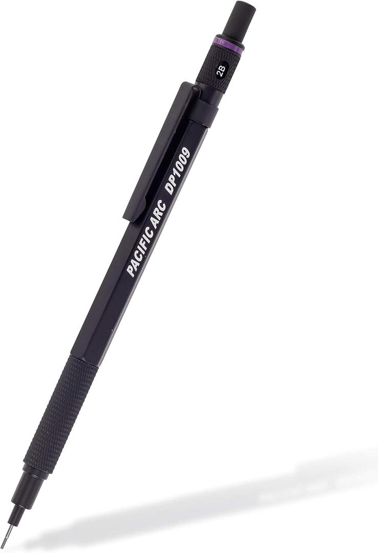 Pacific Arc Chromagraph Metal Mechanical Pencil .9 mm Black Barrel Mechanical Pencil with Built In Lead Pencil Grade Indicator, Lead Pencil Holder for Drafting, Sketching, and Drawing