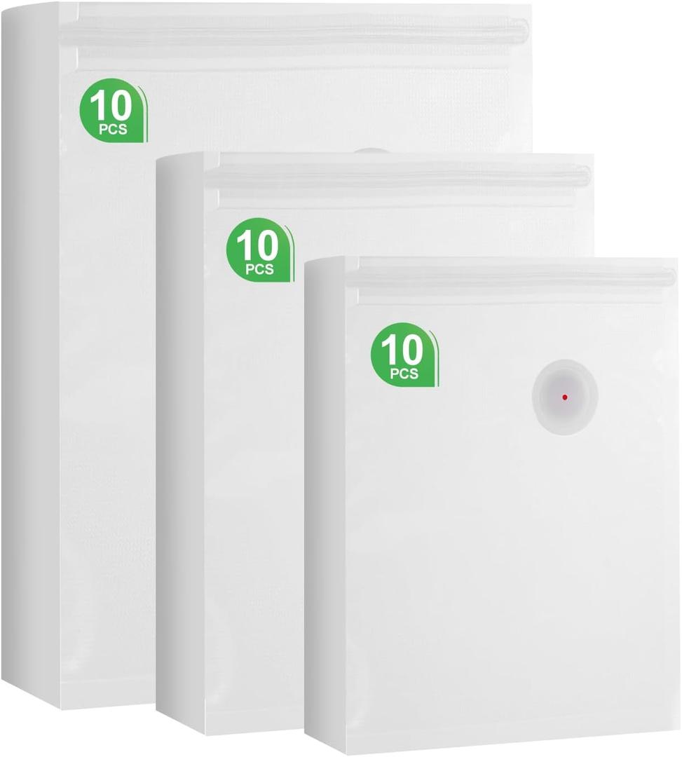 30Pac Sous Vide Cooking Bags - 3 Sizes Reusable Vacuum Seal Bags with Air Valve for Food Storage Bags