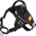 DF No Pull Step-in Martingale Dog Harness, Help Stop Pulling & Choking, Reflective & Adjustable, Front Clip Harness with Lift Handle, Tactical Silent Metal Buckle, Black, 1", Front Chest 14.4"-18.0", XL