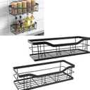 Shower Caddy Adhesive, 2 Pack Large Capacity Shower Rack Organizer, No Drill Wall Mounted Carbon Steel Bathroom Sink Organizer for Bathroom Kitchen