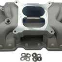 1 PC SHLPDFM Natural aluminum Intake Manifold Dual Plane Intake Manifold Compatible with 1957-1995 SBC Small Block Chevy 350 400 Idle-5500RPM Manifold