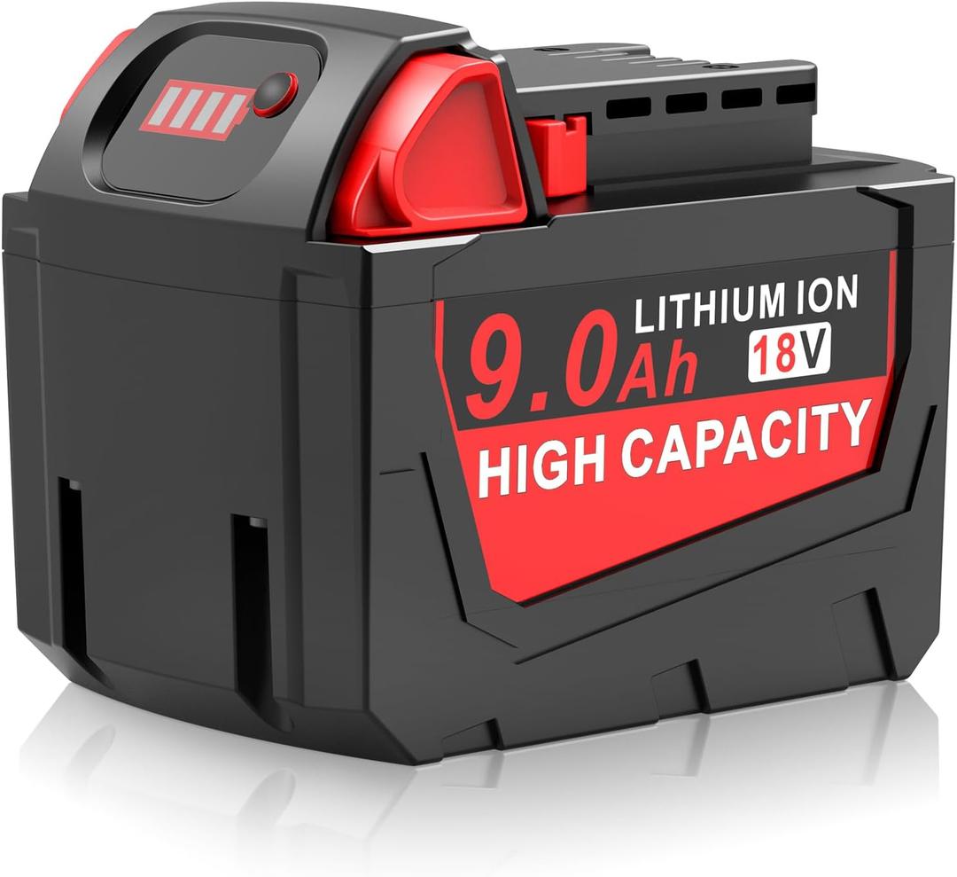 9.0Ah Replace for Milwaukee 18V Battery Ultra-High Capacity Compatible with Milwaukee 18 Volt Lithium Batteries 48-11-1852 48-11-1850 48-11-1840 48-11-1890 48-11-1828 48-11-1820 48-11-1815