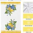 Spring Summer Hydrangeas Lemons Kitchen Towels, Hello Sunshine Dish Towels Set of 2, Spring Floral Holiday 18 x 26 Inch Hand Towel Quick Drying Dishcloth Decor for Kitchen Bathroom Home