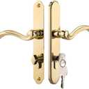 Storm Door Handle Accessory Set fit Pella Storm Door Handle Replacement Part, with Key and Lock Cylinder, Mortise Lock Not Included (Polished Gold)