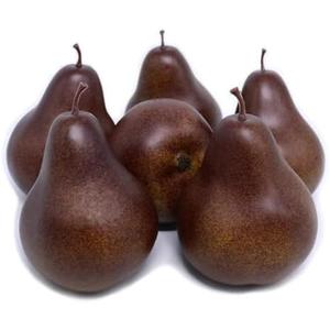 J-Rijzen 6Pcs Fake Pears Artificial Fruits Vivid Brown Pears for Home Fruit Shop Supermarket Desk Office Restaurant Decorations Or Props (Brown)