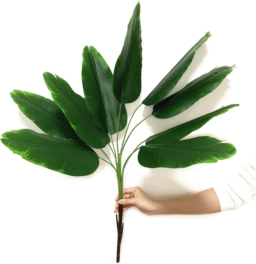 CATTREE Fake Plants Banana Tree, Artificial Plant Decor Tall Faux Tropical Palm Trees Home Room Greenery Decorations Plastic Leaves Foliage Stems Bulk Indoor Outdoor Garden Party Wedding Decoration