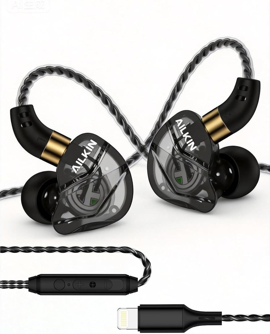 Lightning Earbuds for iPhone, Wired Headphones with Microphone & Volume Control, Noise Isolating Stereo Earphones Compatible with iPhone 14 13 12 11 Pro Max XR SE, Over Ear Earphones for Music Gaming