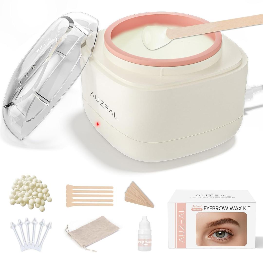 Mini Eyebrow Wax Kit for Women, Wax for Eyebrows Hair Removal, 26 Eye brow Waxing Sticks, 100g Brow Waxing Beads, USB Fast Heat, Smart Constant Temp, Travel or Home Use (Pink)