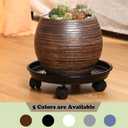 8 Packs Plastic Plant Caddy with Wheels 12” Heavy-Duty Rolling Plant Stand with Wheels Plant Dolly with Casters for Indoor and Outdoor Plant Roller Base Plant Saucer Mover, Black