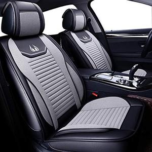 OASIS AUTO Car Seat Covers Premium Waterproof Faux Leather Cushion Universal Accessories Fit SUV Truck Sedan Automotive Vehicle Auto Interior Protector Full Set (OS-008 Gray)