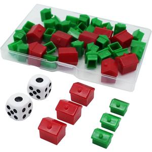 46 Pieces Game Replacement Pieces Games Hotels Houses and Dice, Game Set of Plastic (16mm)