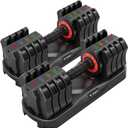 LEEKEY Adjustable Dumbbells, Dumbbells with Anti-Slip Handle for Exercise & Fitness Fast Adjust Weight, Innovative Workout Equipment, Dumbbell Set Adjustable Weight (22.5LB-1PAIR)