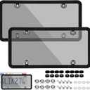 Wanheart Gray Framed Bubble License Plate Cover Set  2-Pack Curved ABS Shield for 126 US Plates, Scratch & Weather Resistant Protection with Screws & Caps, Front & Rear Car Accessories (Gray)