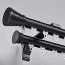 Double Curtain Track Wall Mounted, Roman Rod for Curtain, Aluminum Heavy-Duty Silent Rail, Sliding Curtain Track System with Silent Rollers, for Room Divider Living Bedroom Room (Black, 12.1ft)