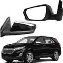 Dasbecan Driver Side Mirror Compatible With 2018-2023 Chevy Equinox GMC Terrain Left Mirror with Heated Glass/Power Glass/Manual Folding Replace# GM1320560 Chrome Cover (5pin)