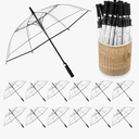 12 Pcs Wedding Umbrellas Bulk, 41 Inch Wedding Stick Umbrellas with Wooden Handle