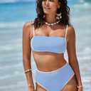 Pink Queen 2026 Women's High Waisted Bikini Sets Two Piece Swimsuit Color Block High Cut Bathing Suits Beach (Blue, S)