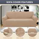 Stretch Couch Cover Washable Sofa Slipcover Furniture Protector with Non Skid Foam and Elastic Bottom for Kids, Dog(Large/Camel)
