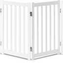 LZRS Freestanding Extra Wide Dog Gate 30 inch Tall - 4 Panels Solid Wooden Pet Gate for Doorways, Stairs, Hallways,Kitchens& Long Areas, Expandable & Foldable with Support Feet,Indoor Use,White