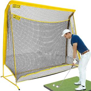 Golf Hitting Net with Extra Striking Net, 10x7ft Heavy Duty Golf Practice Net for Golfer Backyard Driving Swing, Golf Impact Net Cage Metal Frame with Storage Bag and Elevated Base, Indoor Outdoor Use