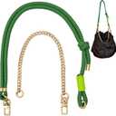DAOSUN Paracord Rope Purse Straps Replacement Crossbody for Handbags,Adjustable Braided Bag Shoulder Strap with Gold Chain