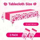 4 x Childom 2 Pcs Valentines Day Tablecloths for Valentines Day Decorations,54" x 108" Disposable Plastic Tablecloths,Rectangle Lip Table Cover for Party Decorations Mothers Day Anniversary Birthday