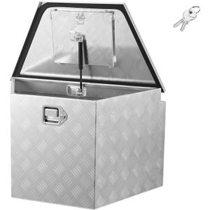 VEVOR Trailer Tongue Box, Heavy Duty Trailer Tongue Tool Box Storage Organizer with Lock & Keys, Utility Tool Chest for Pickup Truck Bed, RV, SUV, Off-Road Vehicle, Aluminum, 29" x 16.1" x 18", Silver