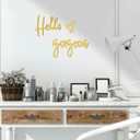 Blulu Hello Gorgeous Wall Decor Words Hello Gorgeous Sign 3D Wooden Wall Art Sign for Home Room Office Door Decorations Party Supplies(Gold)