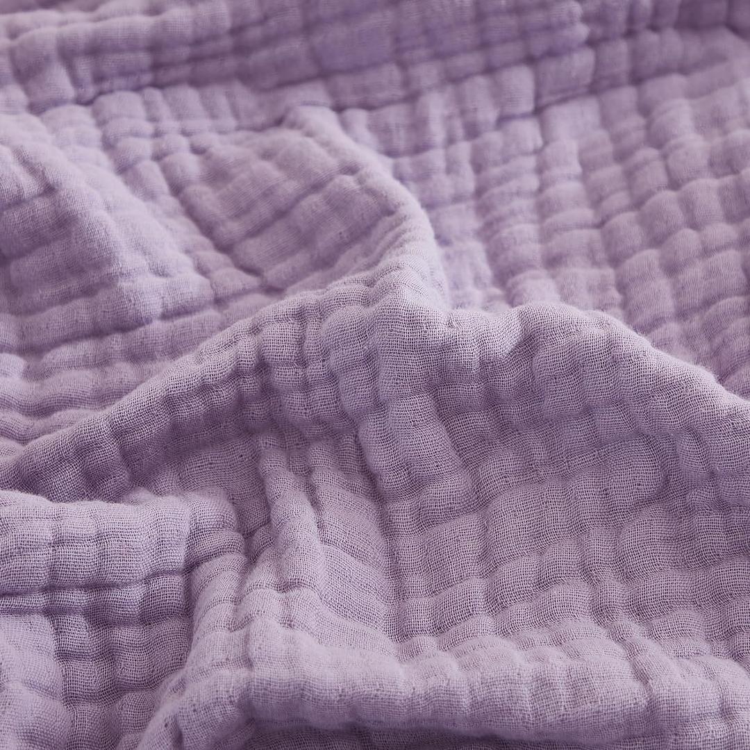 EMME Cotton Throw Blanket for Couch Soft Muslin Blankets 50"x60" Lightweight Breathable Blanket All Season Gauze Blanket, Lavender