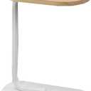 GIZNXBA C-Shaped End Table, Bedside Table Small Sofa Side Table with Wood Desktop, Oval Side Table with Metal Frame, Coffee Table Accent Table for Living Room Bedroom (Color : Wood A)