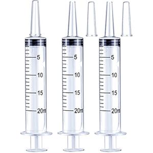 20ml Syringe for Liquid, Oral, Scientific Labs, Measurement, Dispensing, with Cap- 3 Pack 20ml Syringes