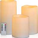 6" 8" 10" x 5" Waterproof Outdoor Flameless Candles Battery Operated LED Flickering Pillar Candles with Remote and Timer for Indoor Outdoor Lanterns, Long Lasting, Ivory White Large, Set of 3