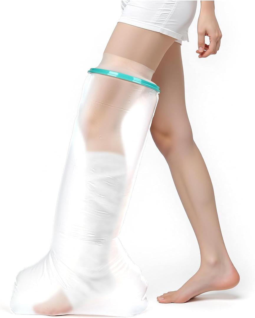 Cast Covers for Shower Leg, Leg Cast Cover for Showering and Swimming, Waterproof Cast Protector for Shower Leg Adult Extra Wide, Reusable Shower Boots for Foot and Ankle after Knee Surgery (Large)