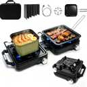 2 Burner Camping Stove 24000 BTU, Portable Propane Camp Stove Set, Black