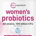Micro Ingredients Probiotics for Women 100 Billion CFU with Prebiotics, 120 Veggie Capsules | pH Balance, Urinary Tract, Vaginal & Gut Health Support* | 40 Strains with Cranberry, D-Mannose & More BBD 03/2028