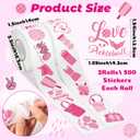 2 x Pink Pickleball Roll Stickers - 1000Pcs Aesthetic Pickleball Paddle Waterproof Vinyl Stcikers for Kids Women, Sports Ball Aesthetic Decals for Water Bottles Laptop Laptop Party Gifts Events