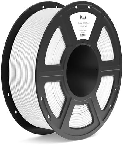 ELEGOO PLA+ Filament 1.75mm White 1KG, High Toughness PLA Plus 3D Printer Filament Dimensional Accuracy +/- 0.02mm, 1kg Spool(2.2lbs) Fits for Most FDM 3D Printers