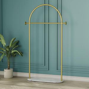 Gold Clothing Rack with Real Marble Base – 67" Freestanding Garment Display Stand, Holds 150+ lbs, Modern Metal Coat Rack for Boutique Store, Entryway, Bedroom & Small Spaces