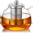 40OZ (1200ML) Glass Teapot with Infuser Stovetop Safe, Clear Glass Tea Pot Kettle, Borosilicate Tea Pot with Infusers Filter for Loose Tea, Tea Kettle Dishwasher Safe