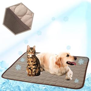 Washable Dog Cooling Mat Ice Silk Cooling Mat for Dogs Pet Self Cooling Pad Blanket Dog Cool Pad for Indoor & Outdoor Car Seat (40x28 in, Coffee)