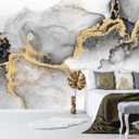Black Gold Marble Wallpaper Abstract Ink Art Large Background Mural Living Room OfficeNot Peel and Stick