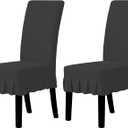 Easy-Going Dining Chair Covers Stretch Parsons Chair Slipcover with Skirt Chair Covers for Dining Room Restaurant Banquet (2 PCS, Dark Gray)