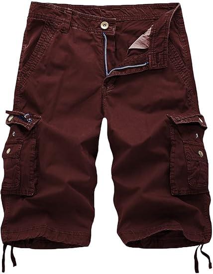 FOURSTEEDS Women's Cotton Loose Fit Zipper Multi-Pockets Twill Bermuda Drawstring Women Cargo Shorts Black US 10