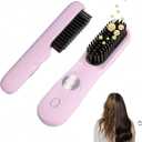 Go Brush Pro for Short Hair, 2026 Upgraded Hair Straightener Brush, Portable Cordless Straightener Brushs for Travel, Fast Heating and LCD Temperature Display, Travel Gift (Pink)
