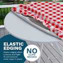 Sorfey Vinyl Fitted Tablecloth Cover, Checke Design, Flannel Backed Lining Fits Up-to 40-44 Round Tables Red