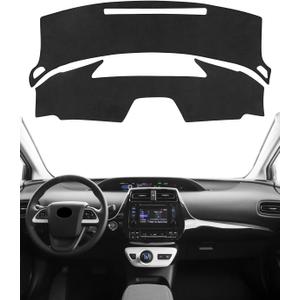 BIBLOZ Dash Cover Mat Fits for Toyota Prius 2016-2022 Accessories Black Flannel Interior Trim Car Dashboard UV Sun Protection