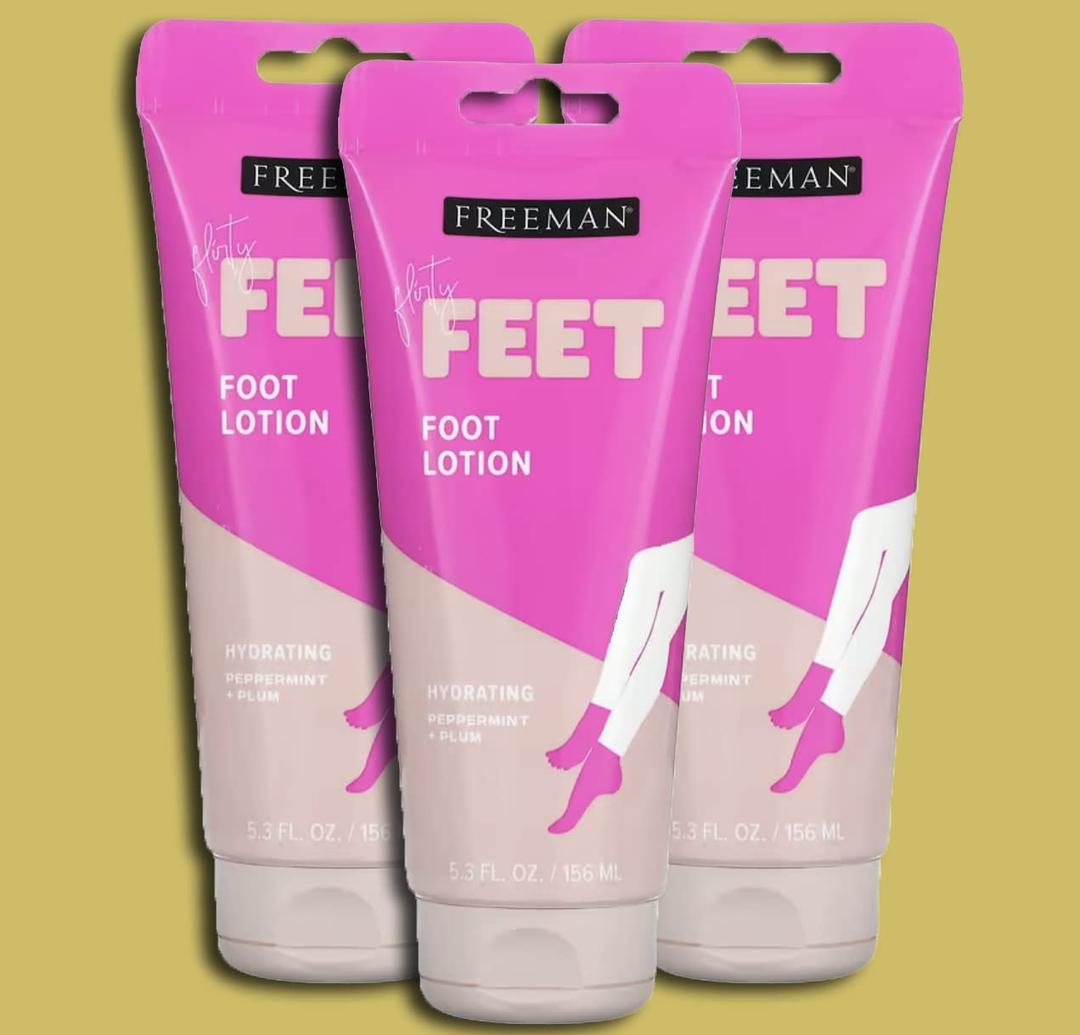 Freeman Bare Foot Lotion Peppermint & Plum With Tea Tree 5.3 Ounce (156ml) (3 Pack)