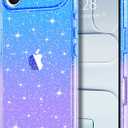 Hython for iPhone Air Case Glitter, Clear Glitter Sparkly Shiny Bling Sparkle Cute Cover, Anti-Scratch Soft TPU Slim Fit Shockproof Protective Phone Cases Women Girls, Gradient Blue/Purple