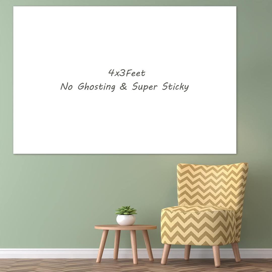 Nortix White Board Wallpaper, Modern Style Whiteboard Contact Paper, Super Sticky Whiteboard Sticker Wall Decal on Wall, Table, Doors, No Ghosting, 1 Piece (3 x 4 ft)