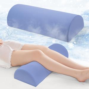 Half Moon Bolster Pillow for Legs - Cooling Under Knee Pillow for Sleeping on Back - Memory Foam Bolster Pillow for Bed Sleeping Foot Elevation (Misty Blue)